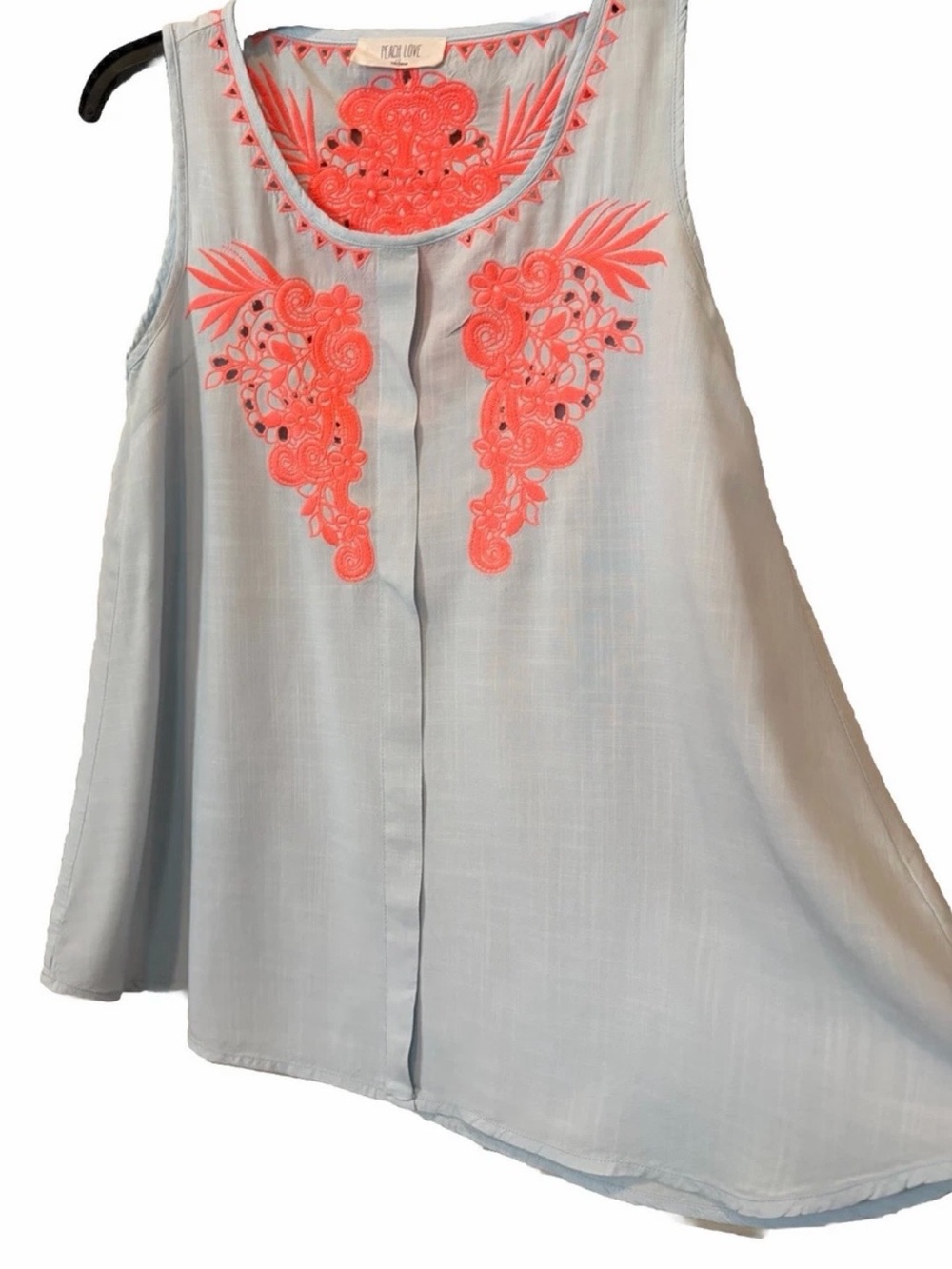 Peach Love Embroidered Top Size Small